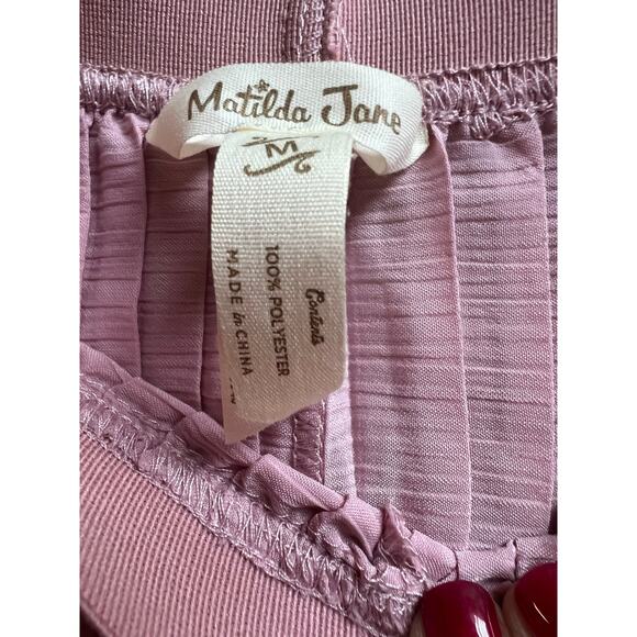 Matilda Jane Heart to Heart Curtain Call Pleated Wide Leg Pants Pink Medium - Picture 2 of 10